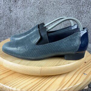 Clarks Shoe Juliet Hanley Loafer Womens Size 9 Blue Leather Slip On Casual Flats